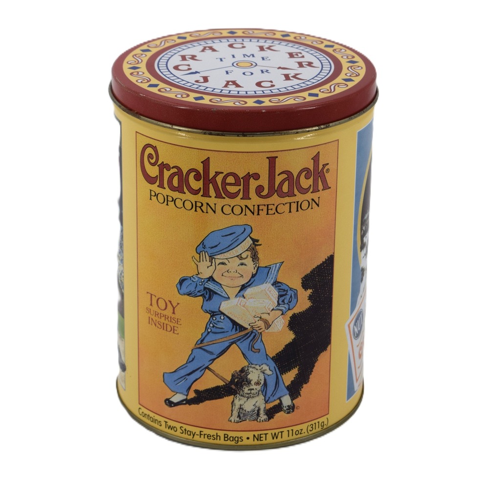 Cracker Jack Popcorn Tin 1991 Limited Edition Second in Series Yellow Good